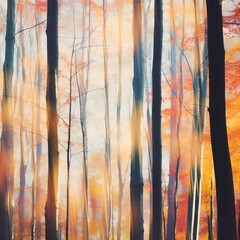 Obraz premium Autumn nature tall forest trees high quality ai generated image