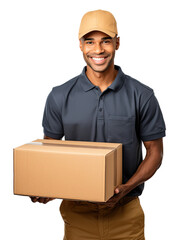 UPS Delivery Man Isolated on Transparent Background
 - obrazy, fototapety, plakaty