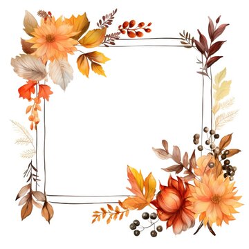 autumn floral frame orange flowers leaves clip art preview