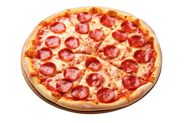 Tasty pepperoni pizza isolated on white background. Generative AI