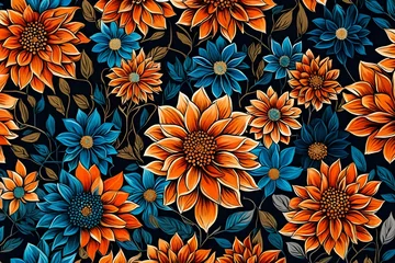 Wandcirkels aluminium seamless floral background © Mehwish