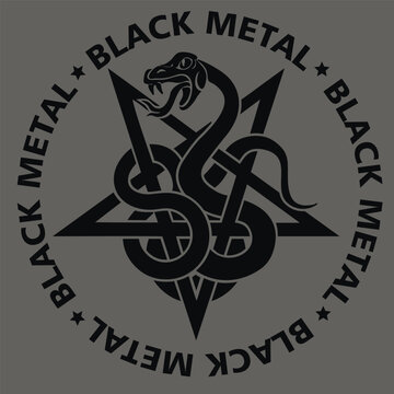 
occultic sign with pentogram and snake, grunge vintage design t shirts
