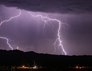 Summer storm in West Texas at night