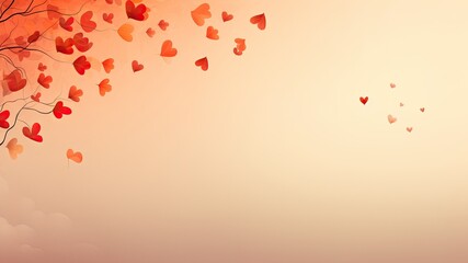 Obraz premium Autumn tree with red heart, wishes for a love filled wedding, layout for wedding marriage wishes and celebration background with copy space for text