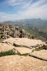 Fototapeta na wymiar Limestone rock formations in El Torcal de Antequera nature reserve, in Spain