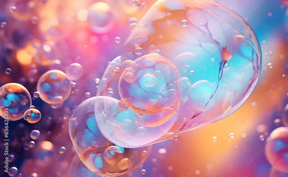 Poster abstract background with soap bubbles.