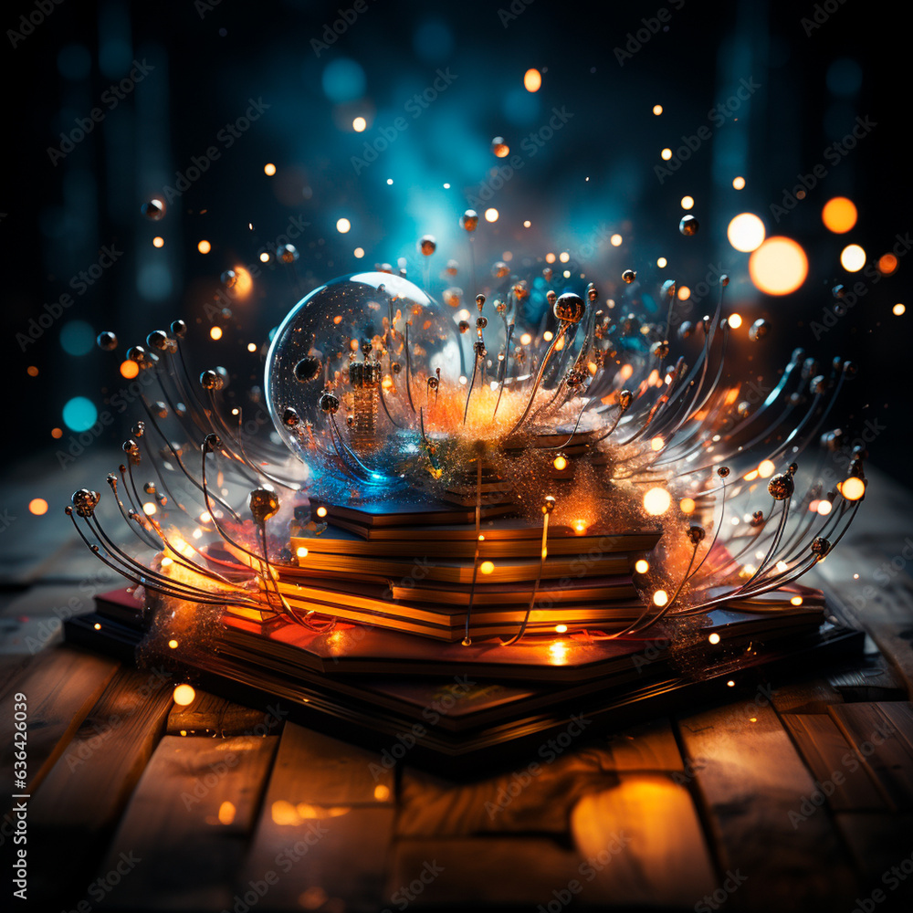 Poster 3 d illustration of a digital globe on the background of the computer
