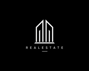 Real estate, building, architecture, construction, cityscape, skyscraper, residence, apartment, property, planning and structure logo design template.