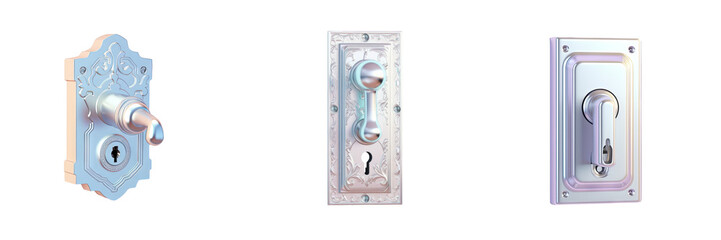 Lock with silver door on transparent background