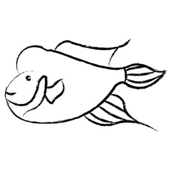 Hand drawn Flower horn Fish icon