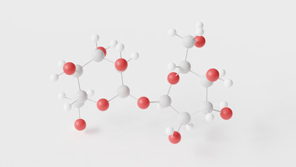 trehalose molecule 3d, molecular structure, ball and stick model, structural chemical formula carbohydrates