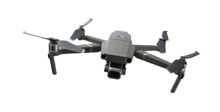 A flying drone isolated on transparency background