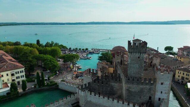 Aerial View of Scaliger Castle, City and Peninsula of Sirmione