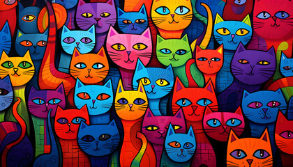 pattern with funny cats