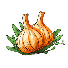 Garlic watercolor vector illustration, Vegetable isolated on transparent background, AI Generative
