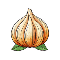 Garlic watercolor vector illustration, Vegetable isolated on transparent background, AI Generative
