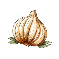 Garlic watercolor vector illustration, Vegetable isolated on transparent background, AI Generative
