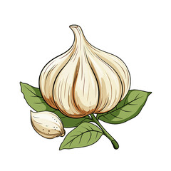 Garlic watercolor vector illustration, Vegetable isolated on transparent background, AI Generative