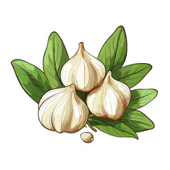 Garlic watercolor vector illustration, Vegetable isolated on transparent background, AI Generative