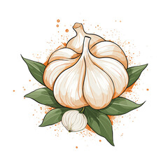 Garlic watercolor vector illustration, Vegetable isolated on transparent background, AI Generative