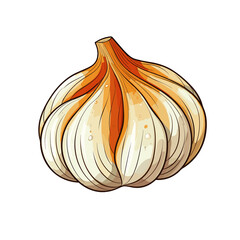 Garlic watercolor vector illustration, Vegetable isolated on transparent background, AI Generative