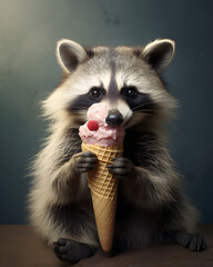Raccoon with Ice Cream (generative ai)