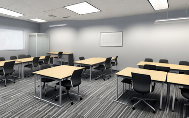 Fototapeta na wymiar Photorealistic interior study room or work office indoor minimalist modern