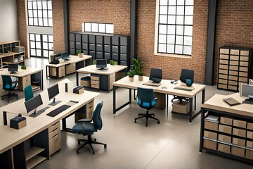 classroom with school desk and black chairs and and table