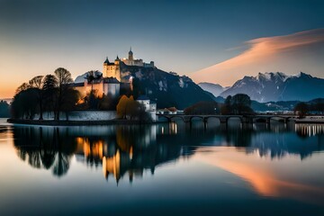 Obraz premium lake bled country generated Ai.