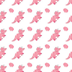 Vector seamless pattern with dinosaur and egg