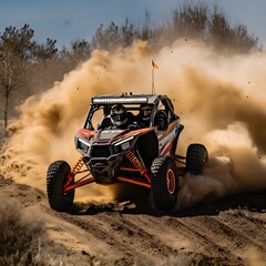 Side by side driving fast off road