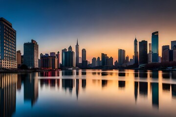 downtown Vancouver at sunset generated Ai.