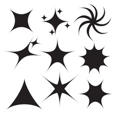 Retro futuristic elements for design. Collection of abstract graphic geometric symbols and objects in y2k style. Templates for pomters, banners, stickers, business cards