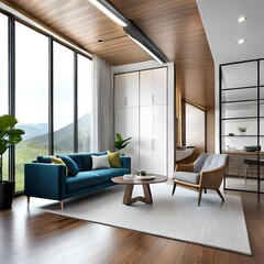 modern living room interior with sofa and other furniture 
