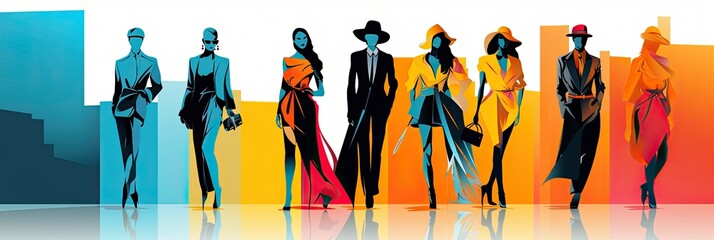 High fashion banner design with wide angle and bold colors - obrazy, fototapety, plakaty
