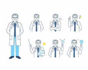 男性医療従事者の表情　バリエーションセット