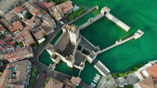 Aerial View of Scaliger Castle, City and Peninsula of Sirmione