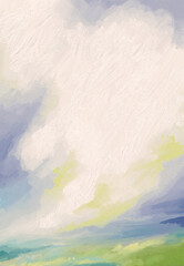 Impressionistic, Illuminated Cloudscape at Sunrise Digital Painting, Illustration, Design, Art, Artwork, Background, Backdrop, Wallpaper, Social Media Ad/ Post, Publications, Art Class Flier, Poster,
