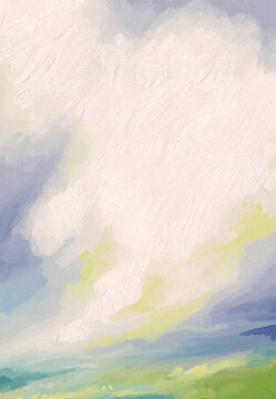 Impressionistic, Illuminated Cloudscape at Sunrise Digital Painting, Illustration, Design, Art, Artwork, Background, Backdrop, Wallpaper, Social Media Ad/ Post, Publications, Art Class Flier, Poster,