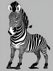 Fototapeta na wymiar Childrens drawing in the outline style Zebra. Generated by AI