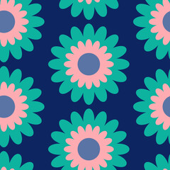 Seamless daisy pattern in simple geometric bold flowers. Floral chamomile background for textile, wallpaper, pattern fills, covers, surface, print, wrap, scrapbooking. - 636447032