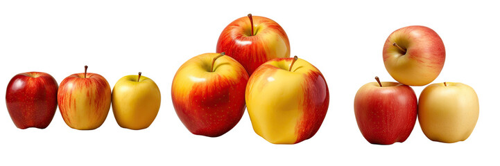Three apples red and yellow stand out on a beige backdrop