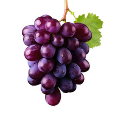 Fototapeta premium blue grapes bunch isolated on white background. Generative AI