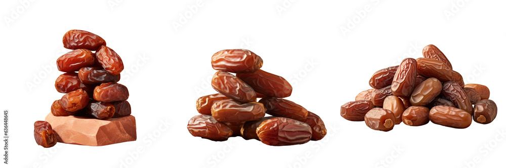 Poster sweet dates dried and set apart against a transparent background