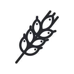 Wheat ear icon. Isolated on white background. Bold. Wide strock. 