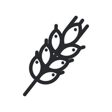 Wheat ear icon. Isolated on white background. Bold. Wide strock. 