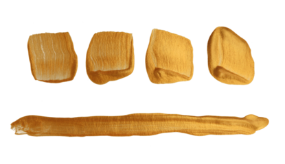 PNG Gold (bronze) glittering color smear brushstroke stain line dot blot on transparent background. Abstract Painting brushstroke texture.