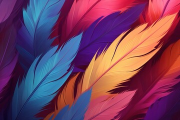 Abstract background with illustration of colorful feathers