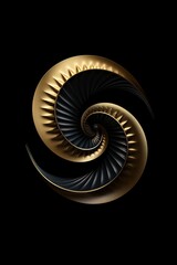 High angle view of spiral circle symbol in gold and black colors