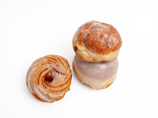 Sweet pastries on a white background. Bakery products close up. Sweet buns. PNG format.